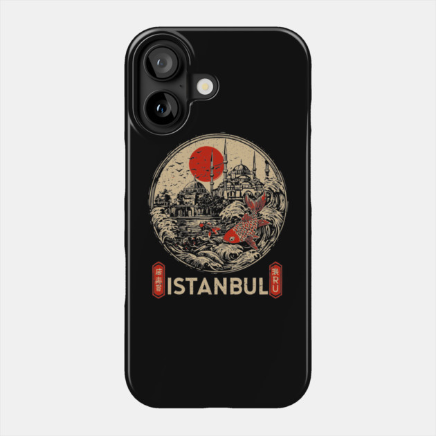 Istanbul Sultan Ahmet Mosque in Retro Japanese Poster Style Phone Case by TuncGK