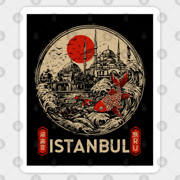 Istanbul Sultan Ahmet Mosque in Retro Japanese Poster Style Sticker by TuncGK