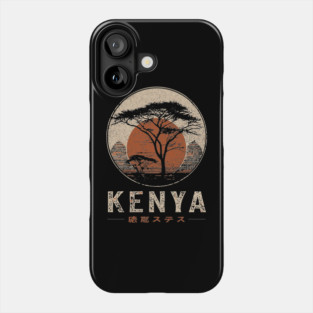 Kenya Safari Sunset Japanese Style Art Poster Phone Case