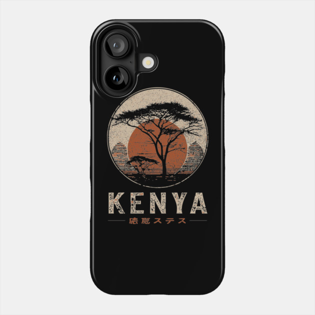 Kenya Safari Sunset Japanese Style Art Poster Phone Case by TuncGK