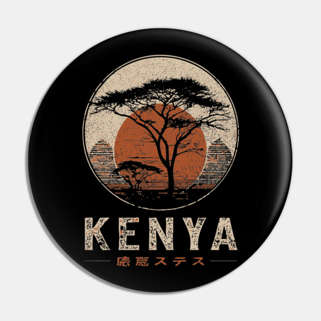 Kenya Safari Sunset Japanese Style Art Poster Pin by TuncGK