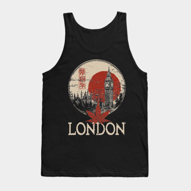 London Big Ben in Red Sun Japanese Style Poster Tank Top by TuncGK