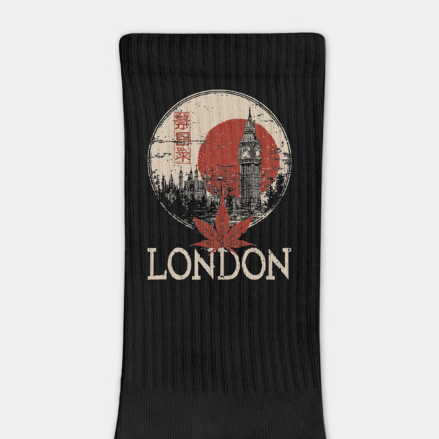 London Big Ben in Red Sun Japanese Style Poster by TuncGK