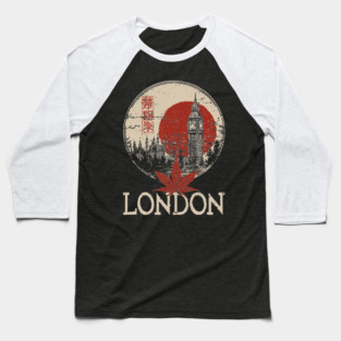 London Big Ben in Red Sun Japanese Style Poster Baseball T-Shirt