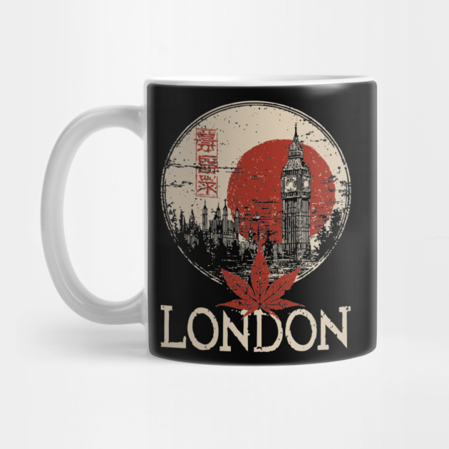 London Big Ben in Red Sun Japanese Style Poster by TuncGK