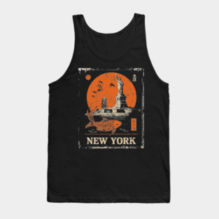 Statue of Liberty Retro Japanese Art Print Tank Top