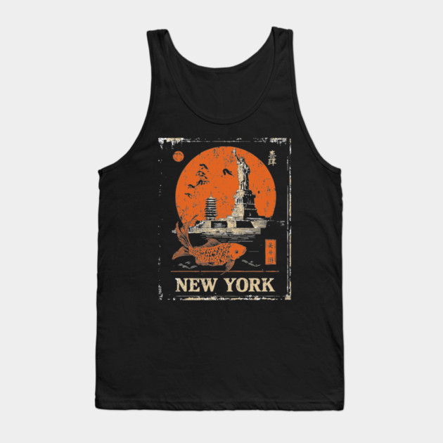 Statue of Liberty Retro Japanese Art Print Tank Top by TuncGK