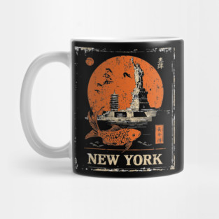 Statue of Liberty Retro Japanese Art Print Mug