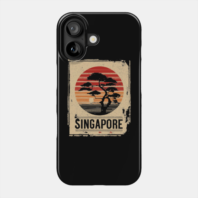 Singapore Marina Bay Sands Sunset Japanese Style Art Phone Case by TuncGK