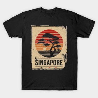 Singapore Marina Bay Sands Sunset Japanese Style Art T-Shirt