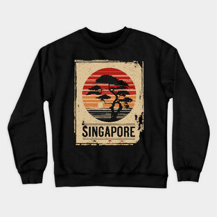 Singapore Marina Bay Sands Sunset Japanese Style Art Crewneck Sweatshirt