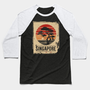 Singapore Marina Bay Sands Sunset Japanese Style Art Baseball T-Shirt