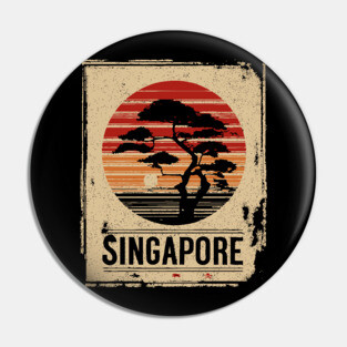 Singapore Marina Bay Sands Sunset Japanese Style Art Pin