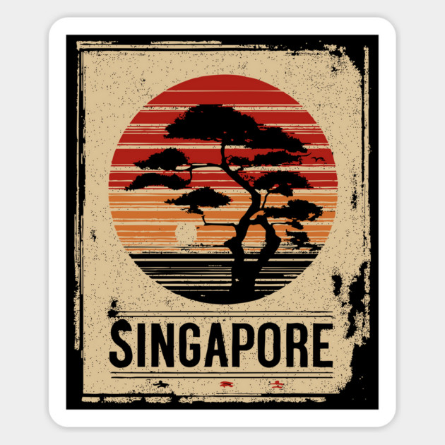 Singapore Marina Bay Sands Sunset Japanese Style Art Magnet by TuncGK