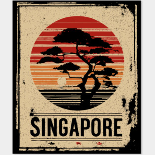 Singapore Marina Bay Sands Sunset Japanese Style Art Posters and Art