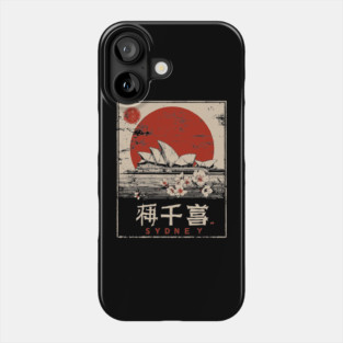 Sydney Opera House Red Sun Japanese Poster Phone Case