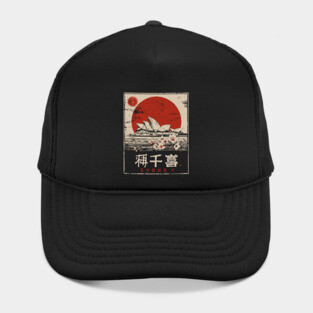 Sydney Opera House Red Sun Japanese Poster Hat
