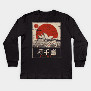 Sydney Opera House Red Sun Japanese Poster Kids Long Sleeve T-Shirt