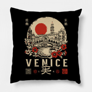 Venice Rialto Bridge Retro Japanese Style Poster Pillow