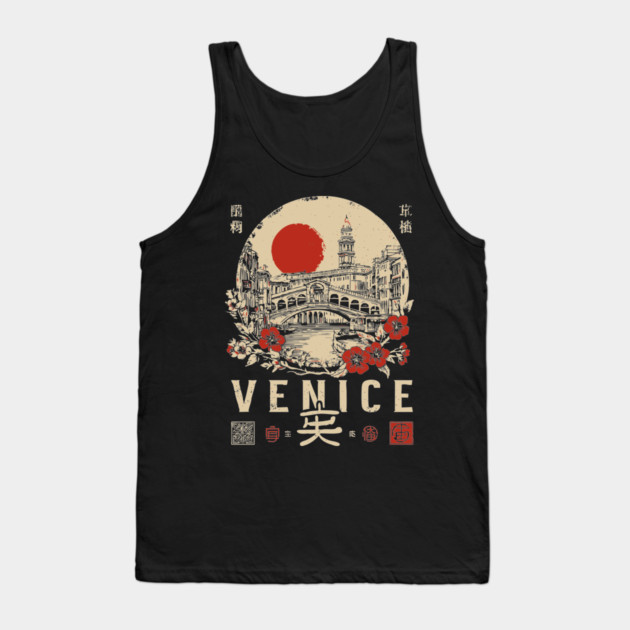 Venice Rialto Bridge Retro Japanese Style Poster Tank Top by TuncGK
