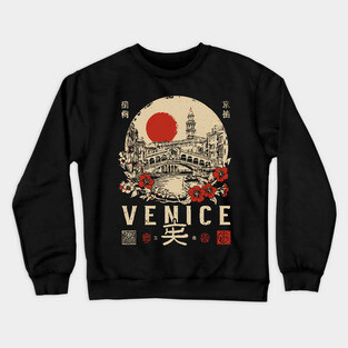 Venice Rialto Bridge Retro Japanese Style Poster Crewneck Sweatshirt