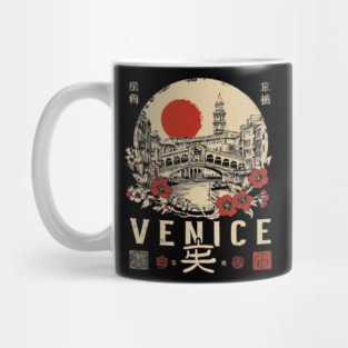 Venice Rialto Bridge Retro Japanese Style Poster Mug
