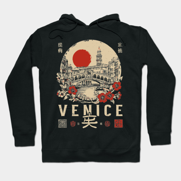 Venice Rialto Bridge Retro Japanese Style Poster Hoodie by TuncGK