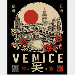 Venice Rialto Bridge Retro Japanese Style Poster Posters and Art