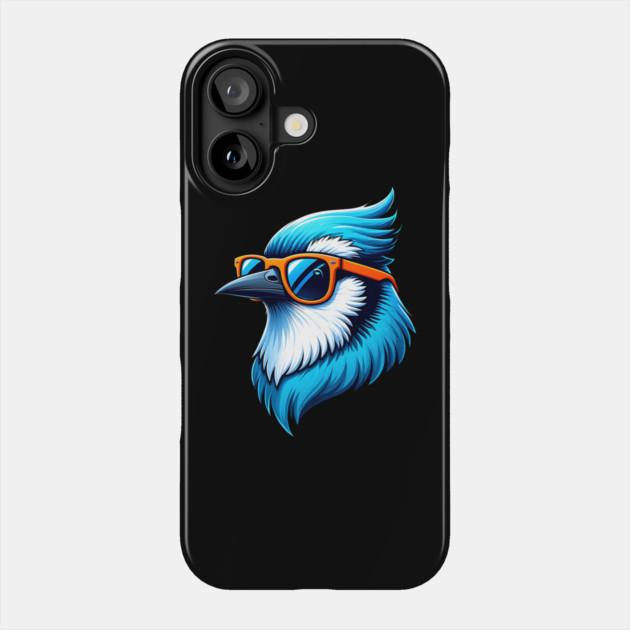 Blue Jay Wearing Sunglasses Phone Case by Creatifly Graphic Tees