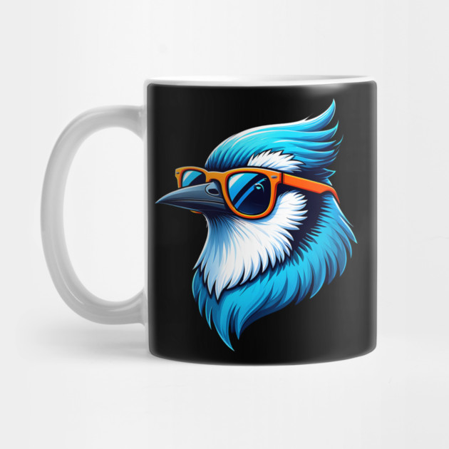 Blue Jay Wearing Sunglasses by Creatifly Graphic Tees