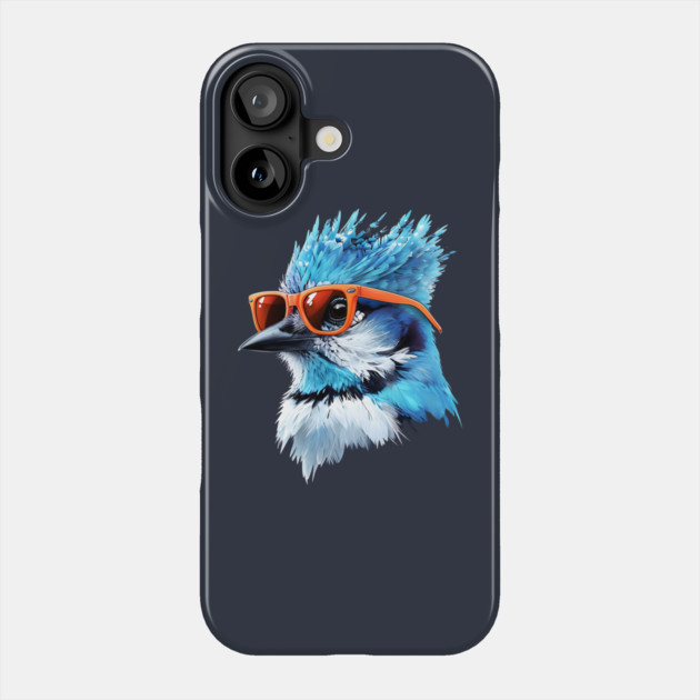 Blue Jay Wearing Sunglasses Phone Case by Creatifly Graphic Tees