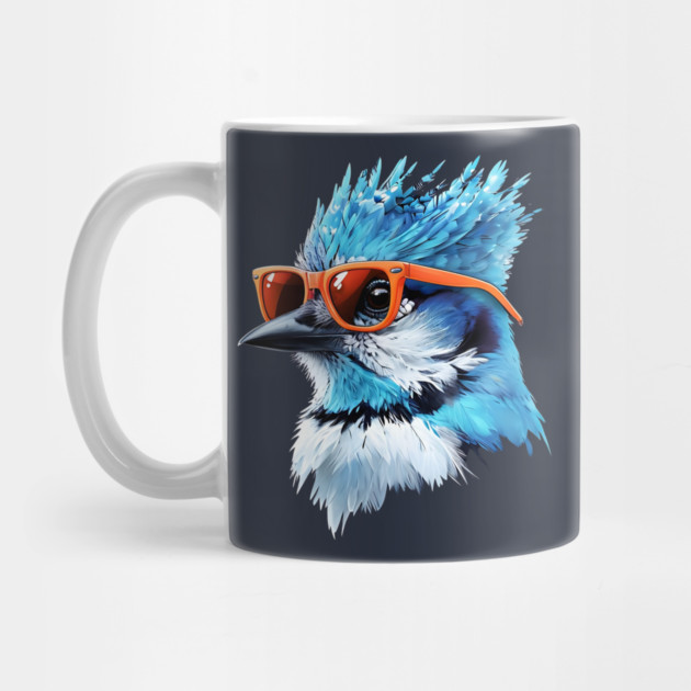 Blue Jay Wearing Sunglasses by Creatifly Graphic Tees