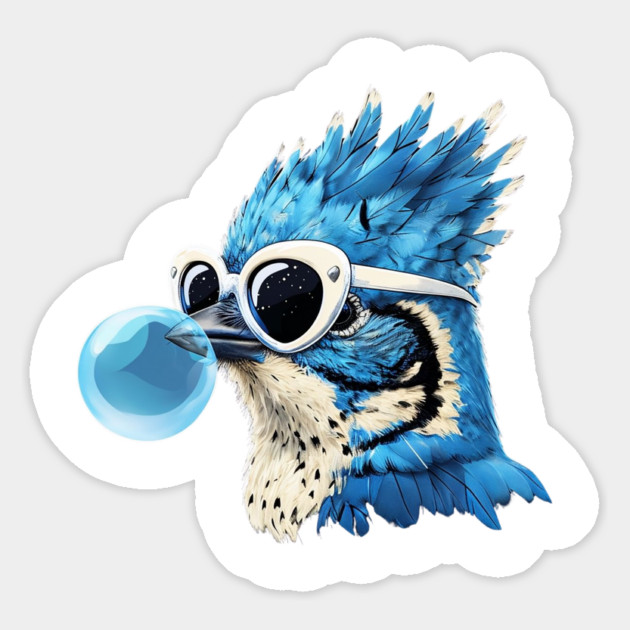 Blue Jay Wearing Sunglasses Magnet by Creatifly Graphic Tees