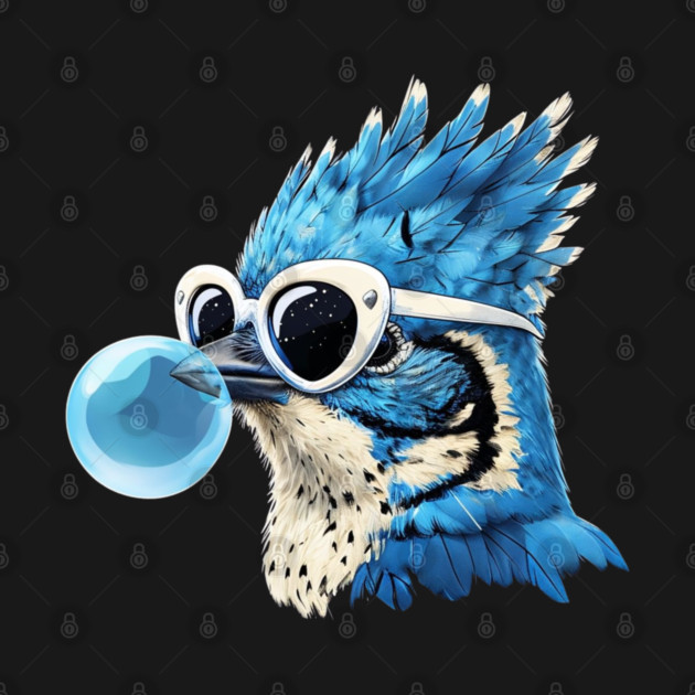 Blue Jay Wearing Sunglasses by Creatifly Graphic Tees