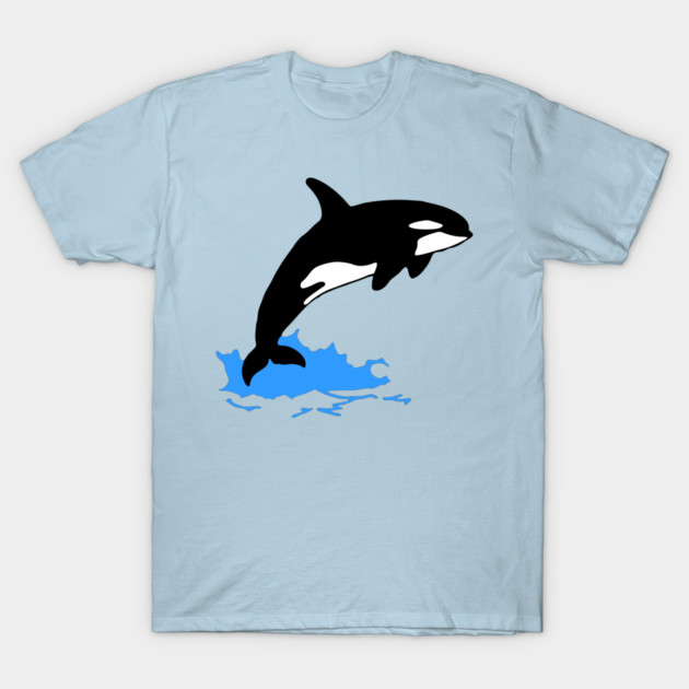 Killer Whale – Orca Leaping from Water, Cool Sea Creature for Coastal Vibes T-Shirt by DonWillisJrArt