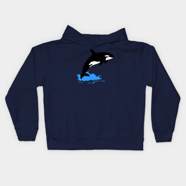 Killer Whale – Orca Leaping from Water, Cool Sea Creature for Coastal Vibes Kids Hoodie by DonWillisJrArt