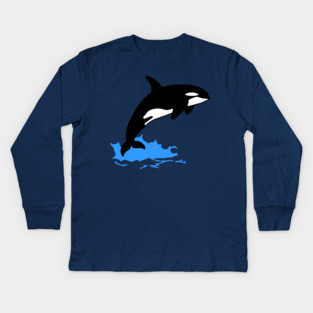 Killer Whale – Orca Leaping from Water, Cool Sea Creature for Coastal Vibes Kids Long Sleeve T-Shirt