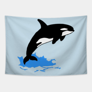 Killer Whale – Orca Leaping from Water, Cool Sea Creature for Coastal Vibes Tapestry