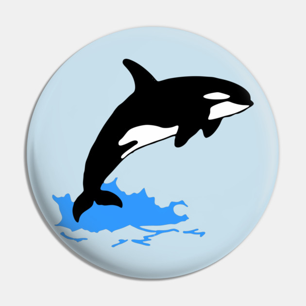 Killer Whale – Orca Leaping from Water, Cool Sea Creature for Coastal Vibes Pin by DonWillisJrArt