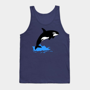 Killer Whale – Orca Leaping from Water, Cool Sea Creature for Coastal Vibes Tank Top