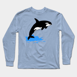 Killer Whale – Orca Leaping from Water, Cool Sea Creature for Coastal Vibes Long Sleeve T-Shirt