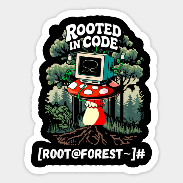 Rooted in Code – Forest Terminal Aesthetic Magnet by Hobby Helpers Merch