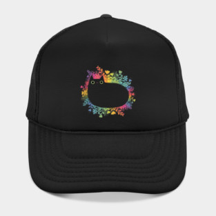 Rainbow Cat with Flowers – Colorful Floral Cat Illustration Hat