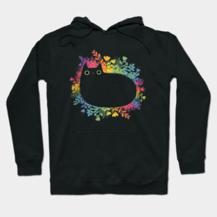 Rainbow Cat with Flowers – Colorful Floral Cat Illustration Hoodie