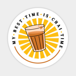 Best Time is Chai / Tea Time Cutting Chai Glass Magnet