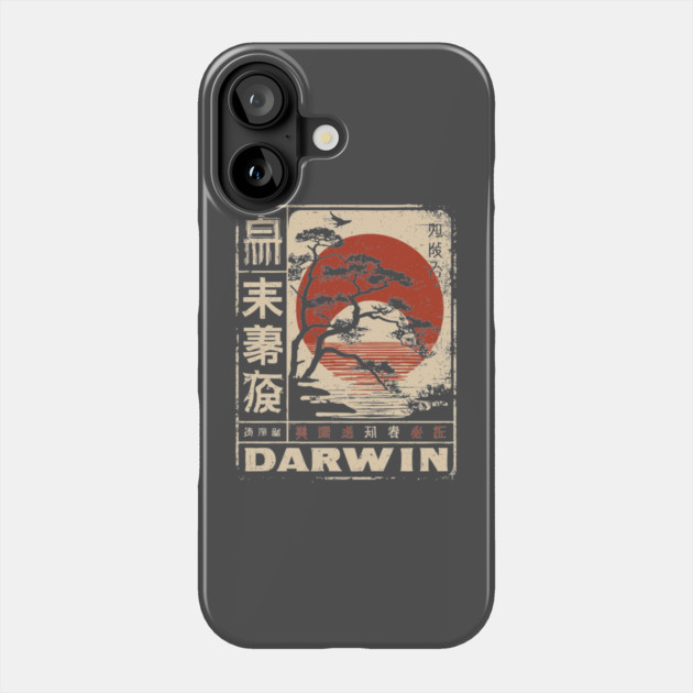 Darwin Tree of Life – Vintage Japanese Risograph-Inspired Evolution Poster Phone Case by TuncGK