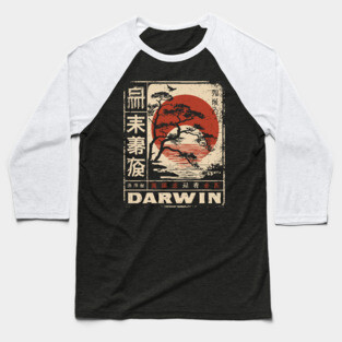 Darwin Tree of Life – Vintage Japanese Risograph-Inspired Evolution Poster Baseball T-Shirt
