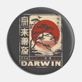 Darwin Tree of Life – Vintage Japanese Risograph-Inspired Evolution Poster Pin
