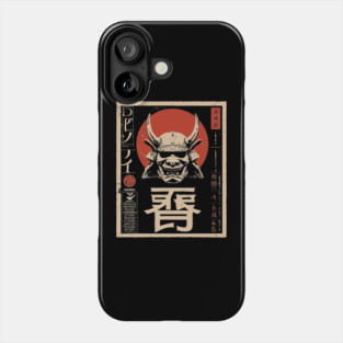 Samurai Demon Mask – Japanese Vintage Horror Minimalist Poster Phone Case