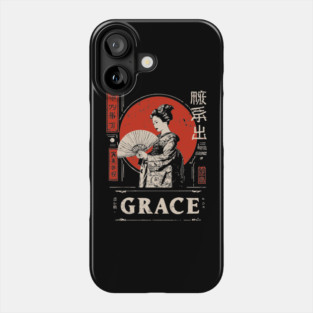 Graceful Geisha Poster – Minimalist Japanese Vintage Beauty Illustration Phone Case